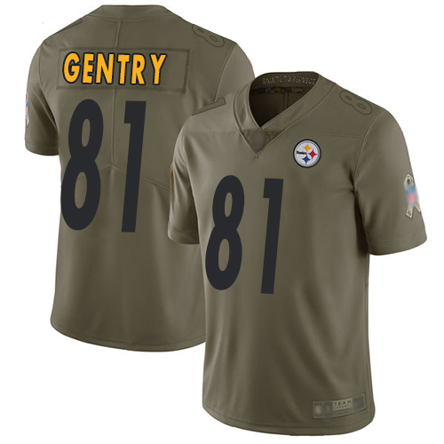 Men Pittsburgh Steelers Football #81 Limited Olive Zach Gentry 2017 Salute to Service Nike NFL Jersey